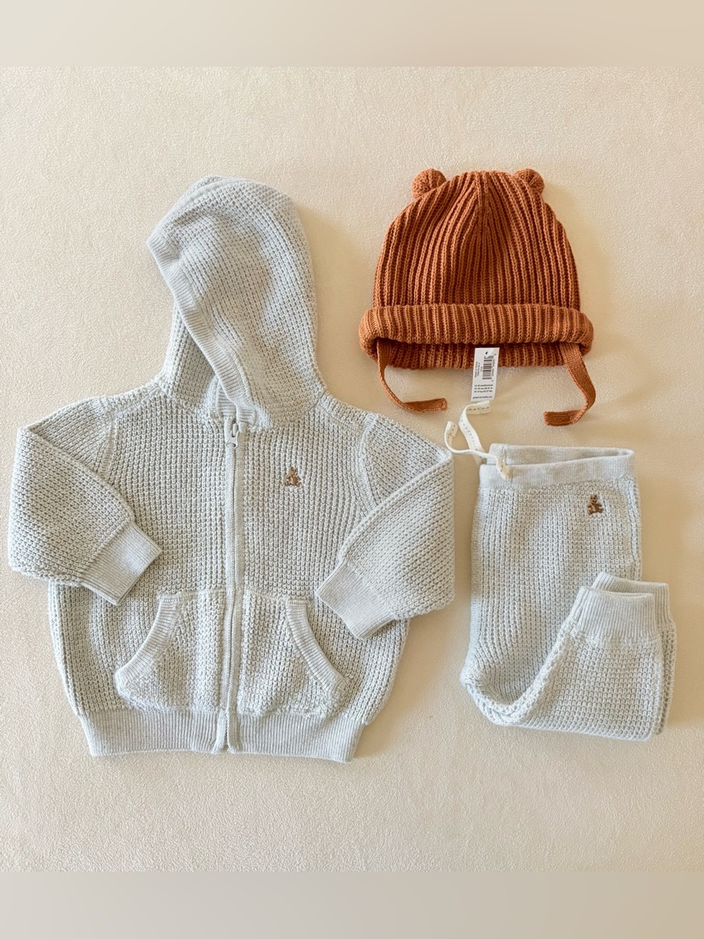 Baby Gap Cotton Knit Set & Bear Ear Hat 6–12 / 12–18 Months